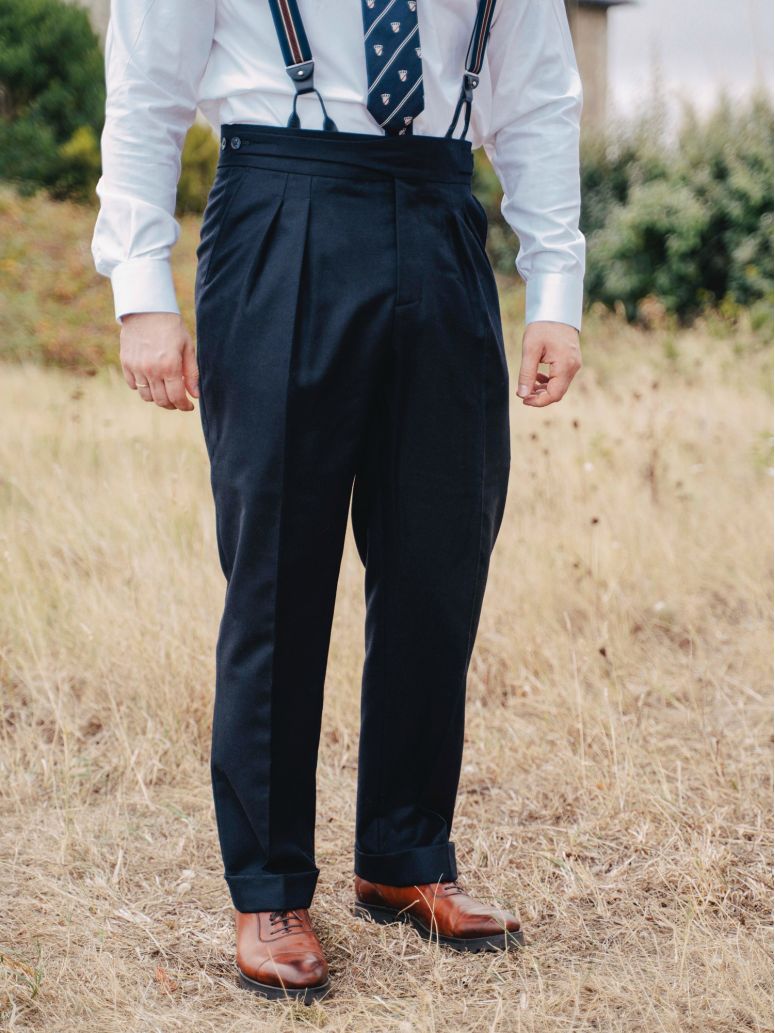 Pantalon de costume gurkha bleu marine Dharan