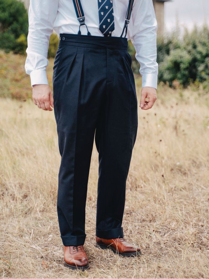 Pantalon de costume gurkha bleu marine Dharan