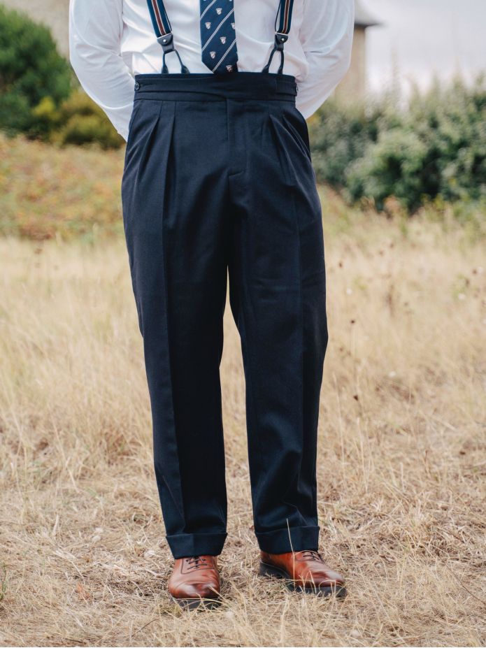 Pantalon de costume gurkha bleu marine Dharan