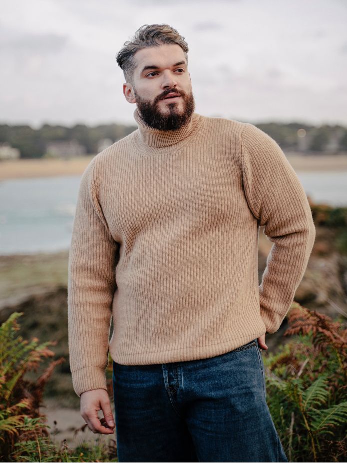Pull col roulé camel Adam
