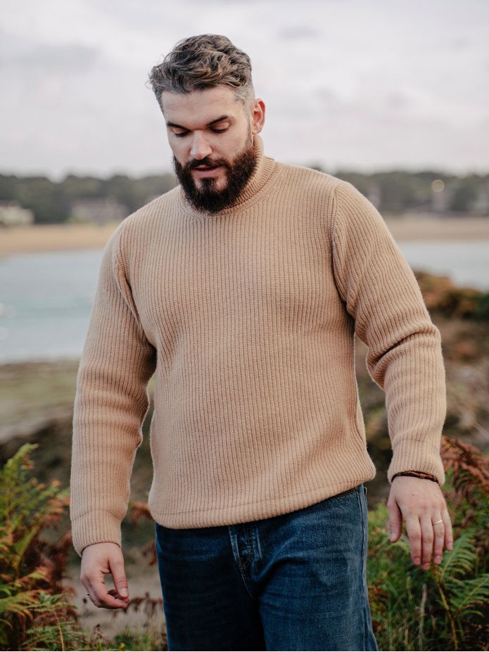 Pull col roulé camel Adam