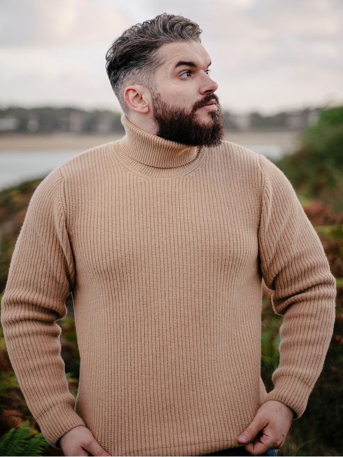 Pull col roulé camel Adam
