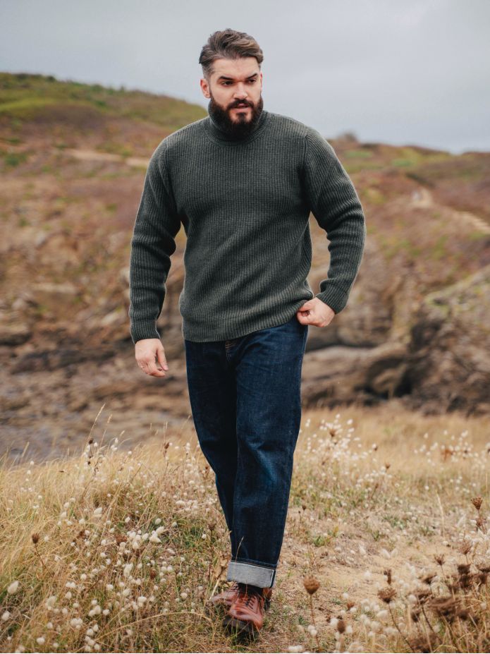 Pull col roulé vert loden Adam