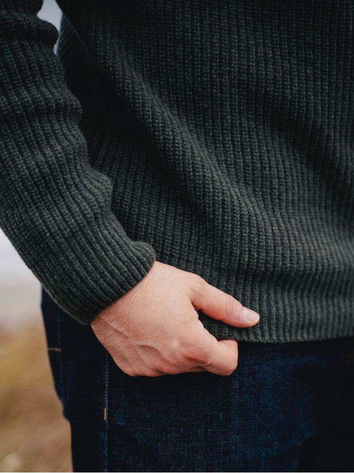Pull col roulé vert loden Adam