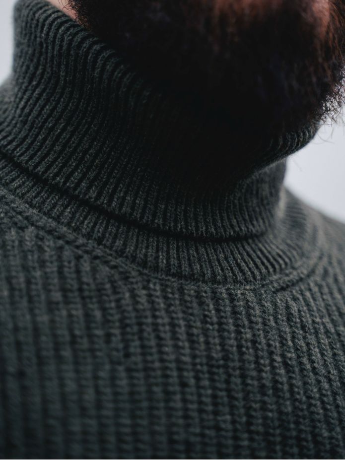 Pull col roulé vert loden Adam