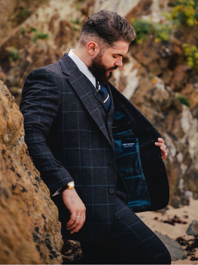Veste de costume à carreaux Braemer