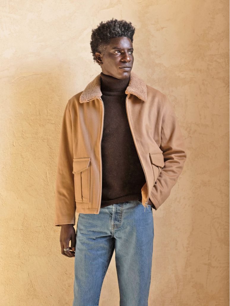 Blouson zippé camel John