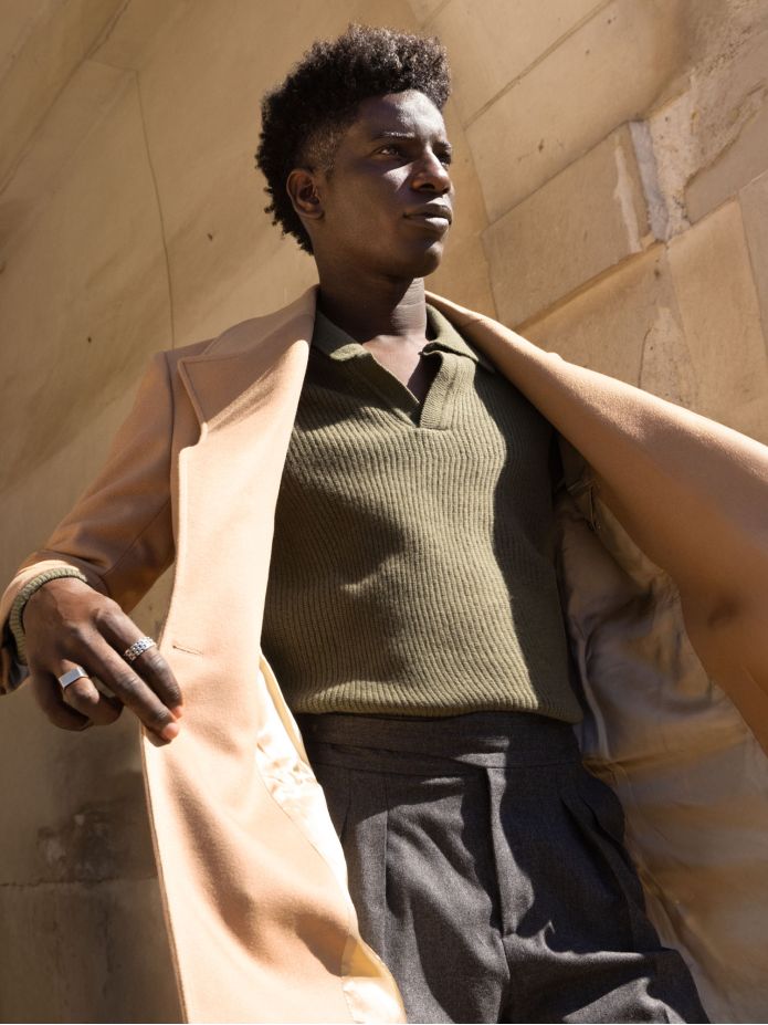 Pull en maille col polo vert Finn