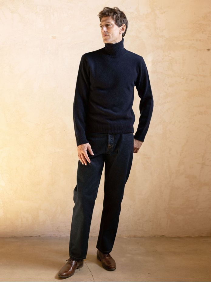 Pull col roulé bleu marine Grant