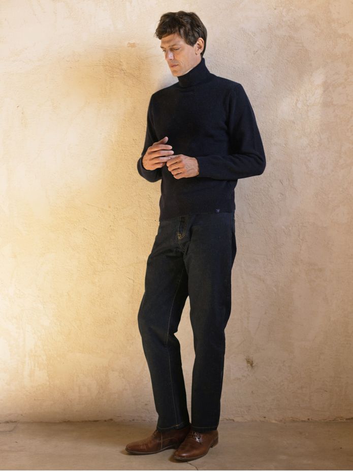 Pull col roulé bleu marine Grant