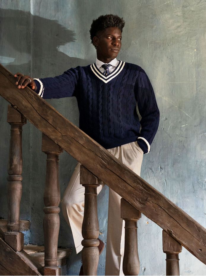 Pull col V bleu marine Scott
