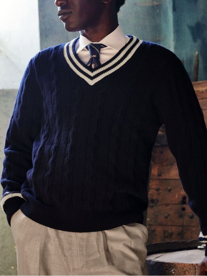 Pull col V bleu marine Scott
