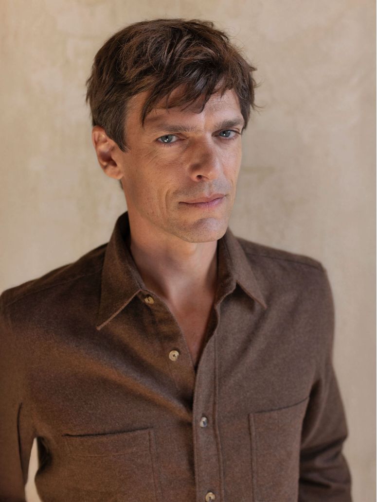 Chemise col français en flanelle marron