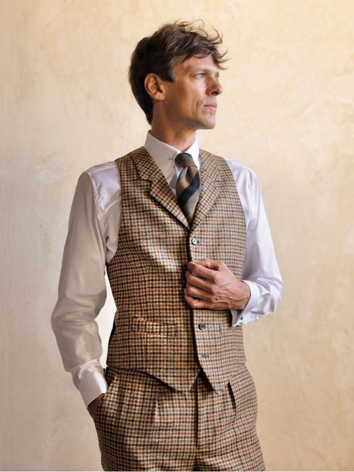 Gilet de costume marron Ross