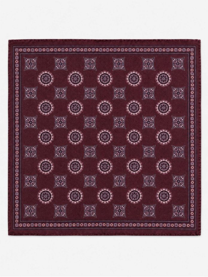Pochette de costume bordeaux à motifs