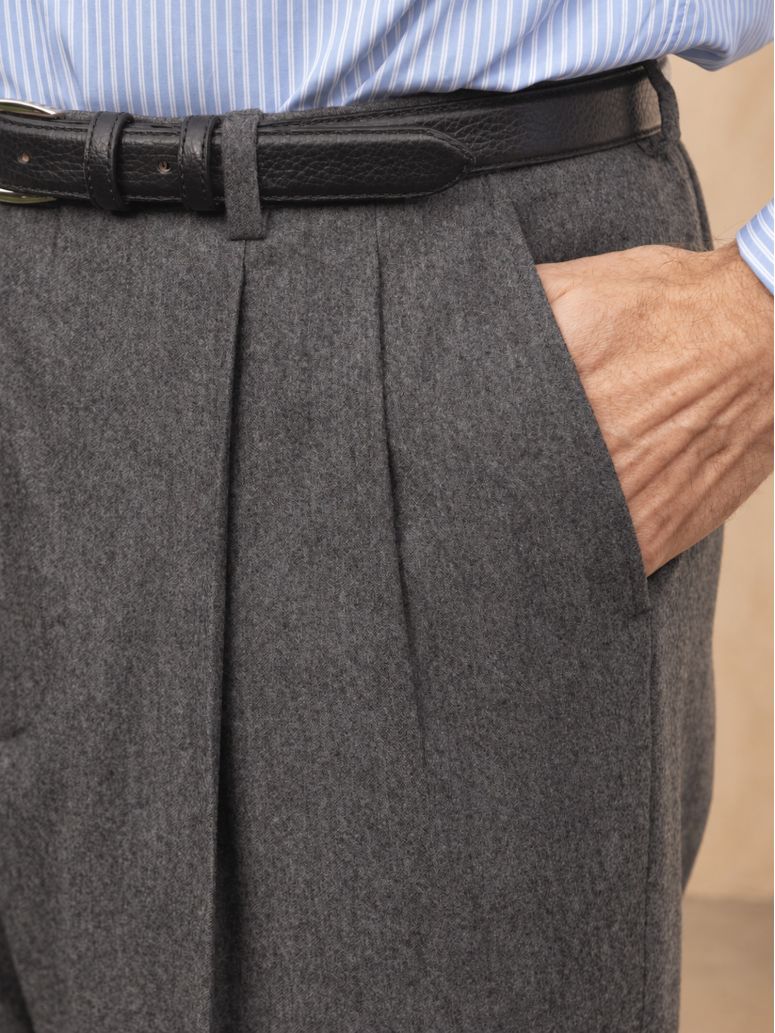 Pantalon flanelle taille haute gris Faro