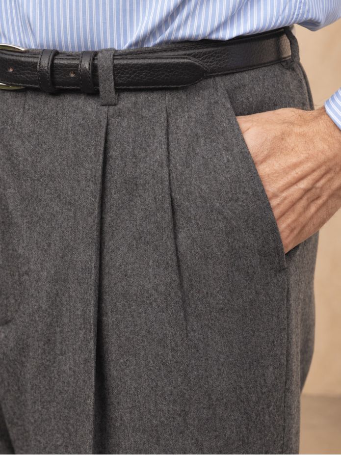 Pantalon flanelle taille haute gris Faro