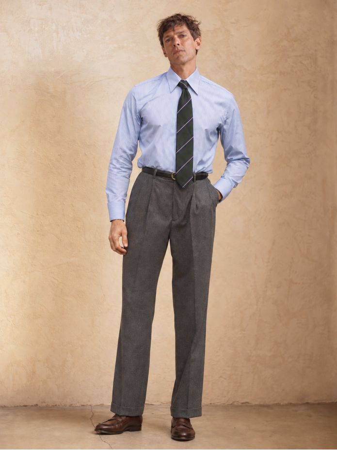Pantalon flanelle taille haute gris Faro