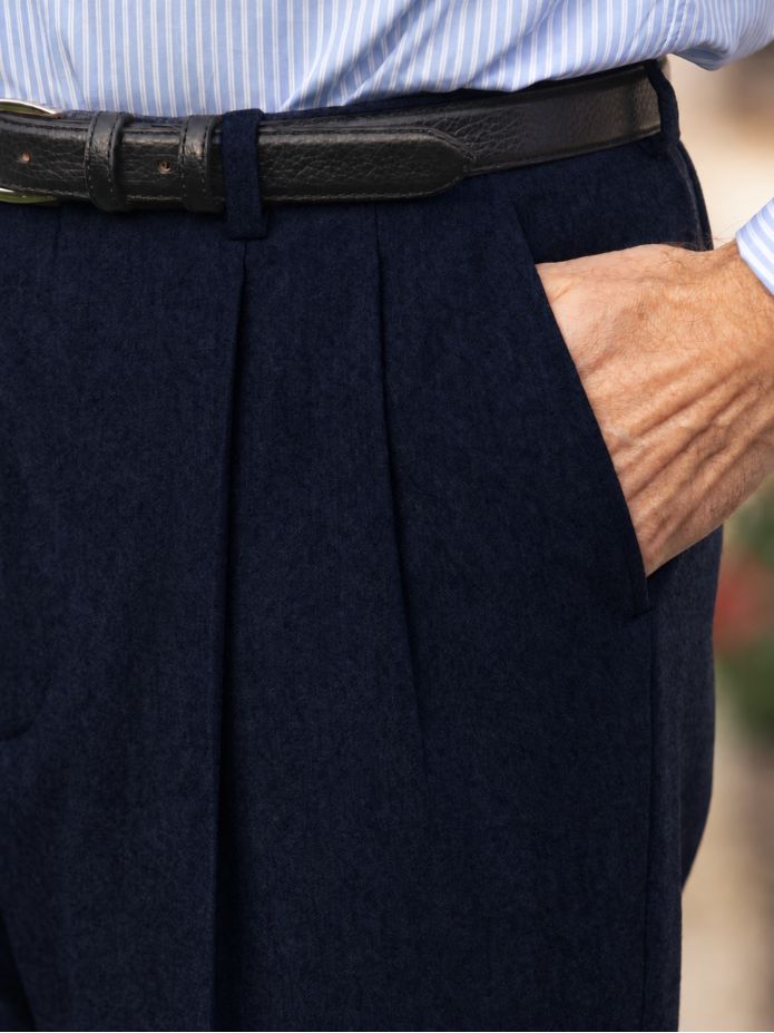Pantalon flanelle taille haute marine Faro