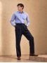 Pantalon flanelle taille haute marine Faro