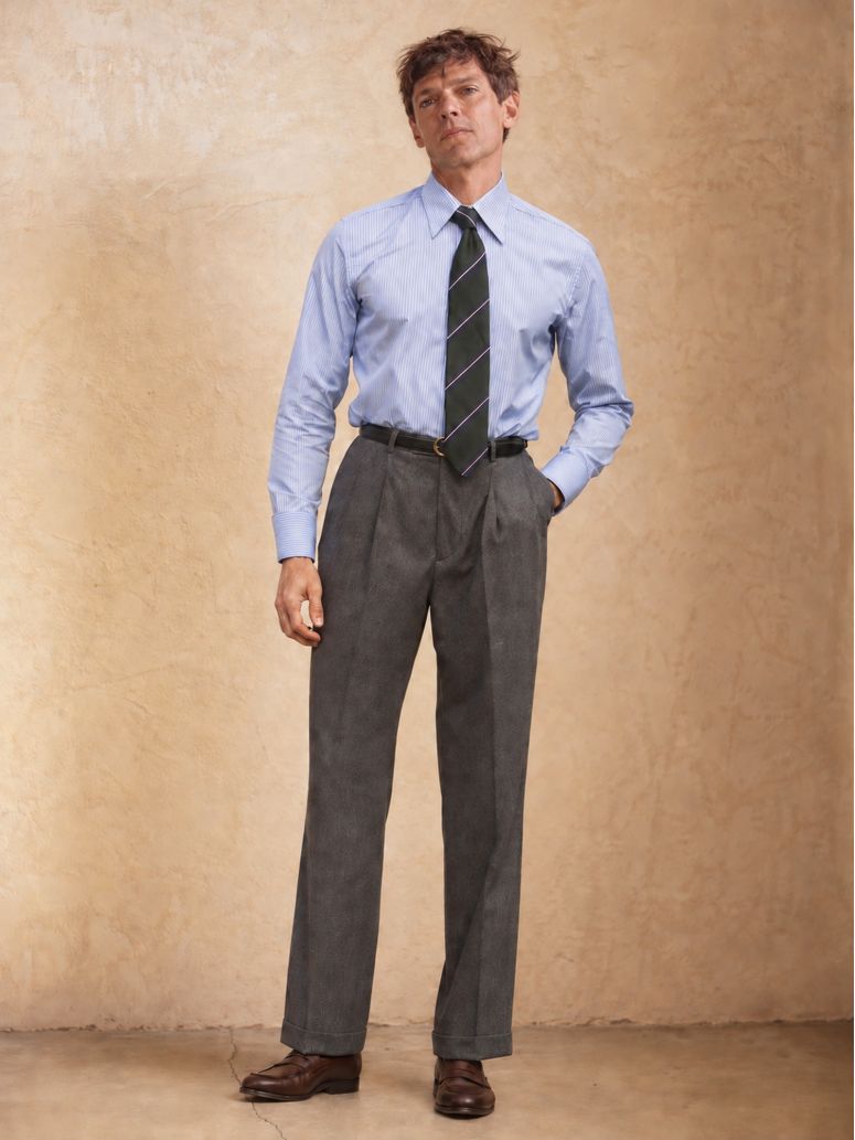 Pantalon flanelle taille haute gris Faro