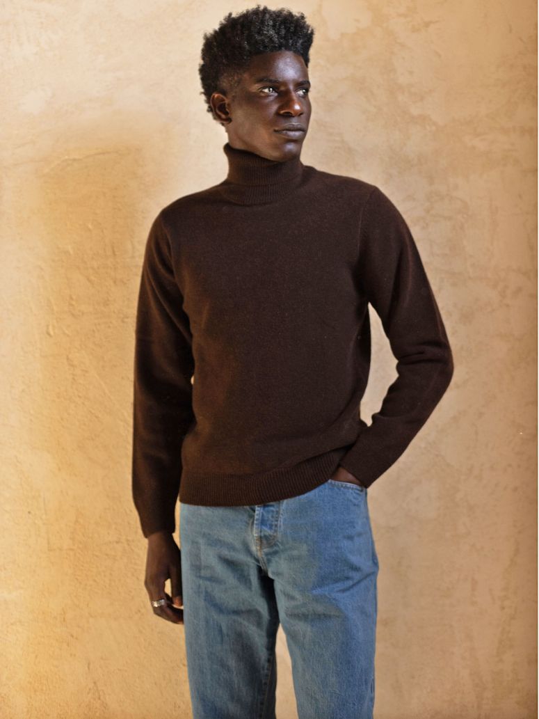 Pull col roulé marron Grant