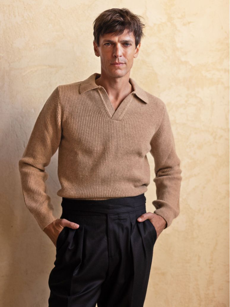Pull col polo marron Finn