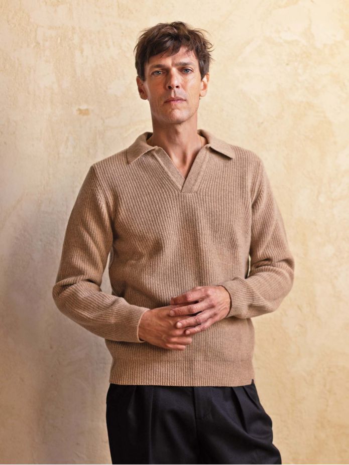 Pull col polo marron Finn