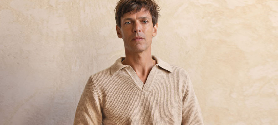 Pull col polo homme