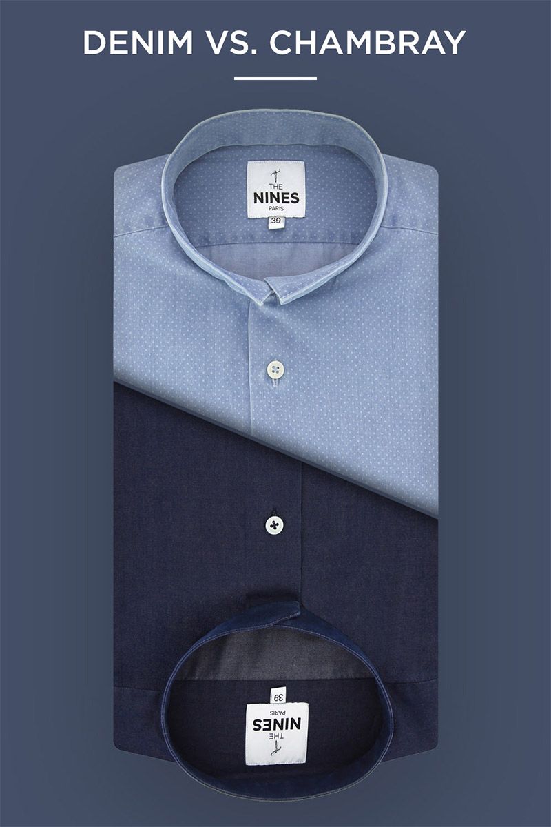 diferença camisa denim e camisa chambray