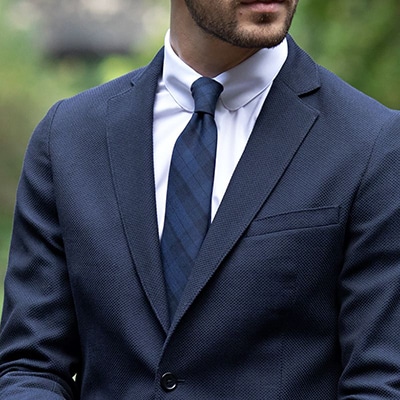 Veste de costume en coton et laine bleu