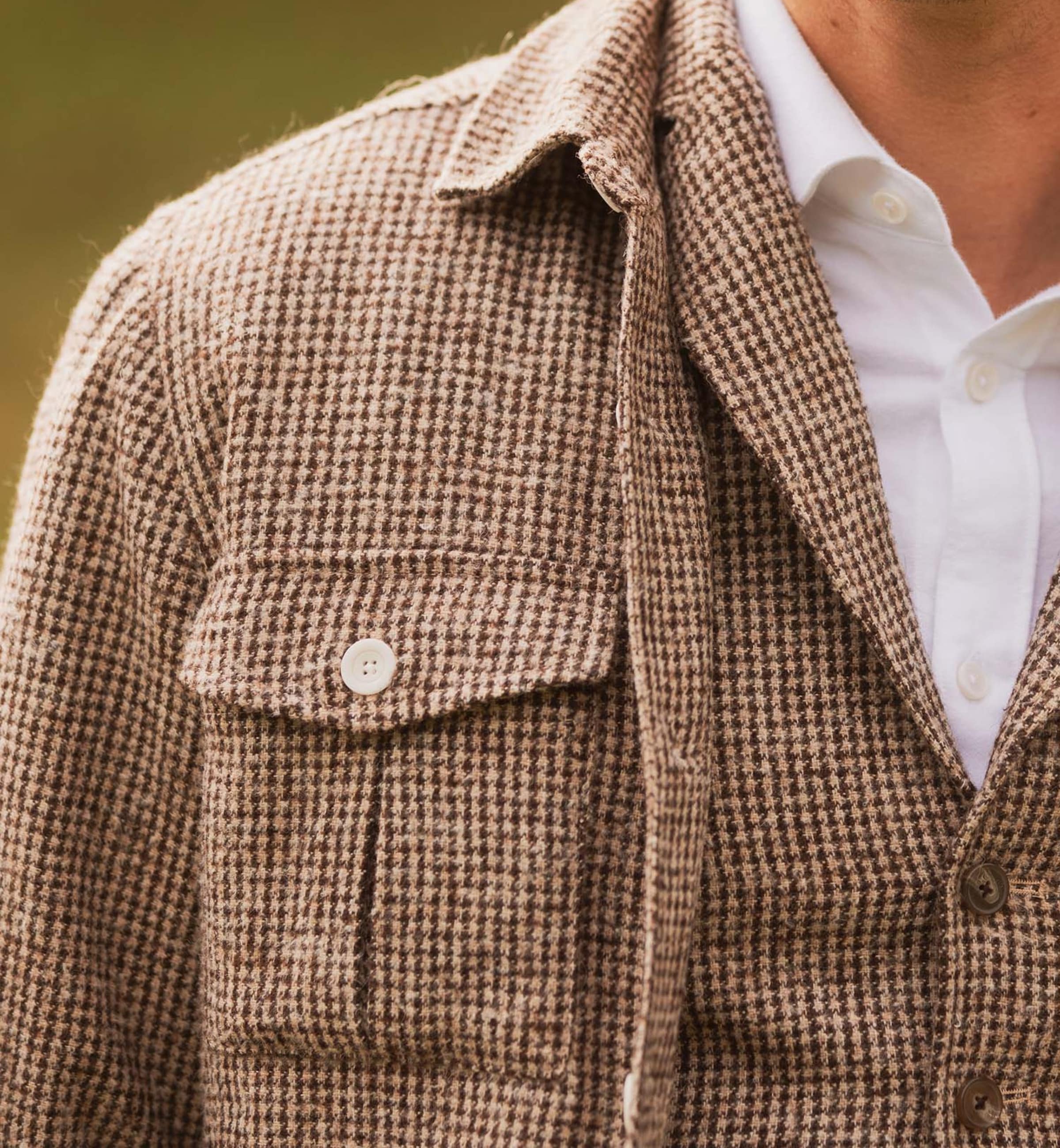 Beige wool blend overshirt - mottled effect