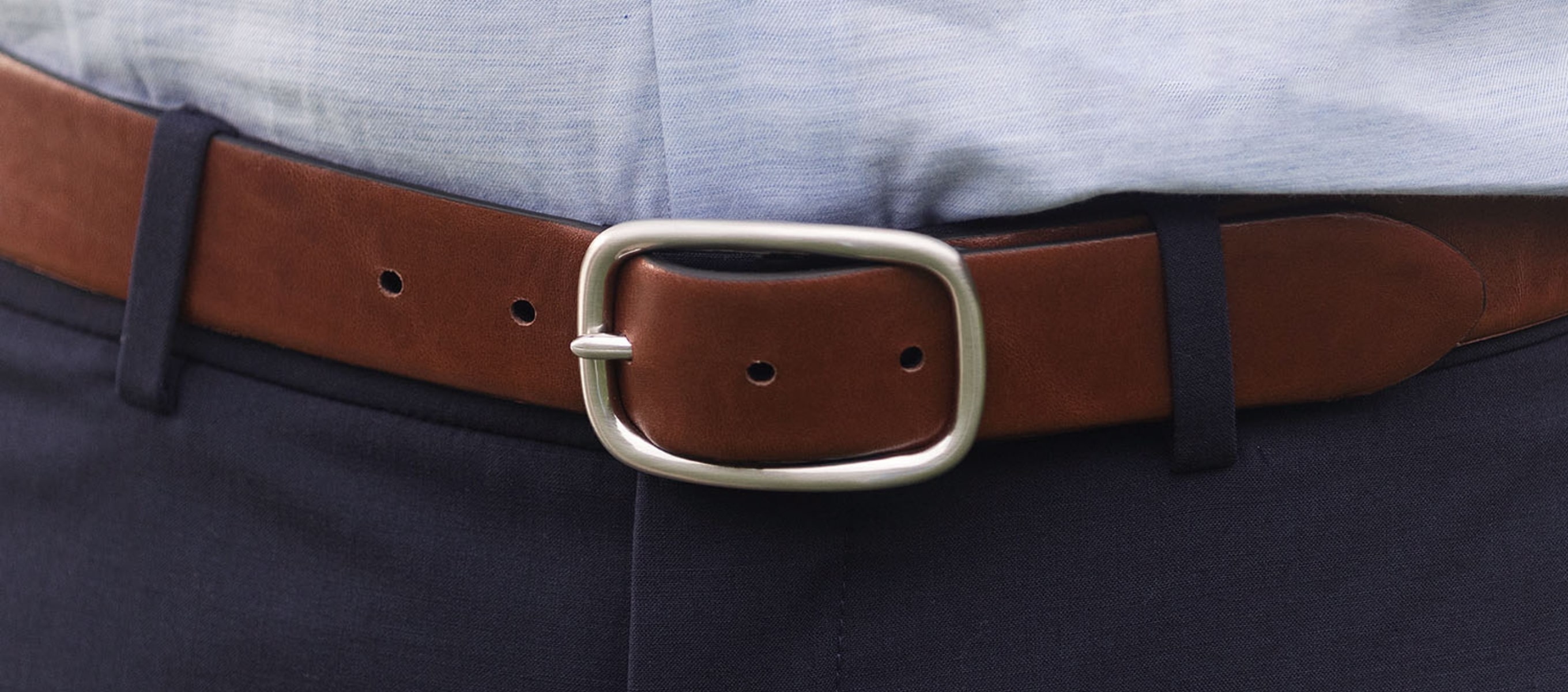 Ceinture Vintage Large En Cuir Marron - Boucle Argentée Taille M - UK Années 90