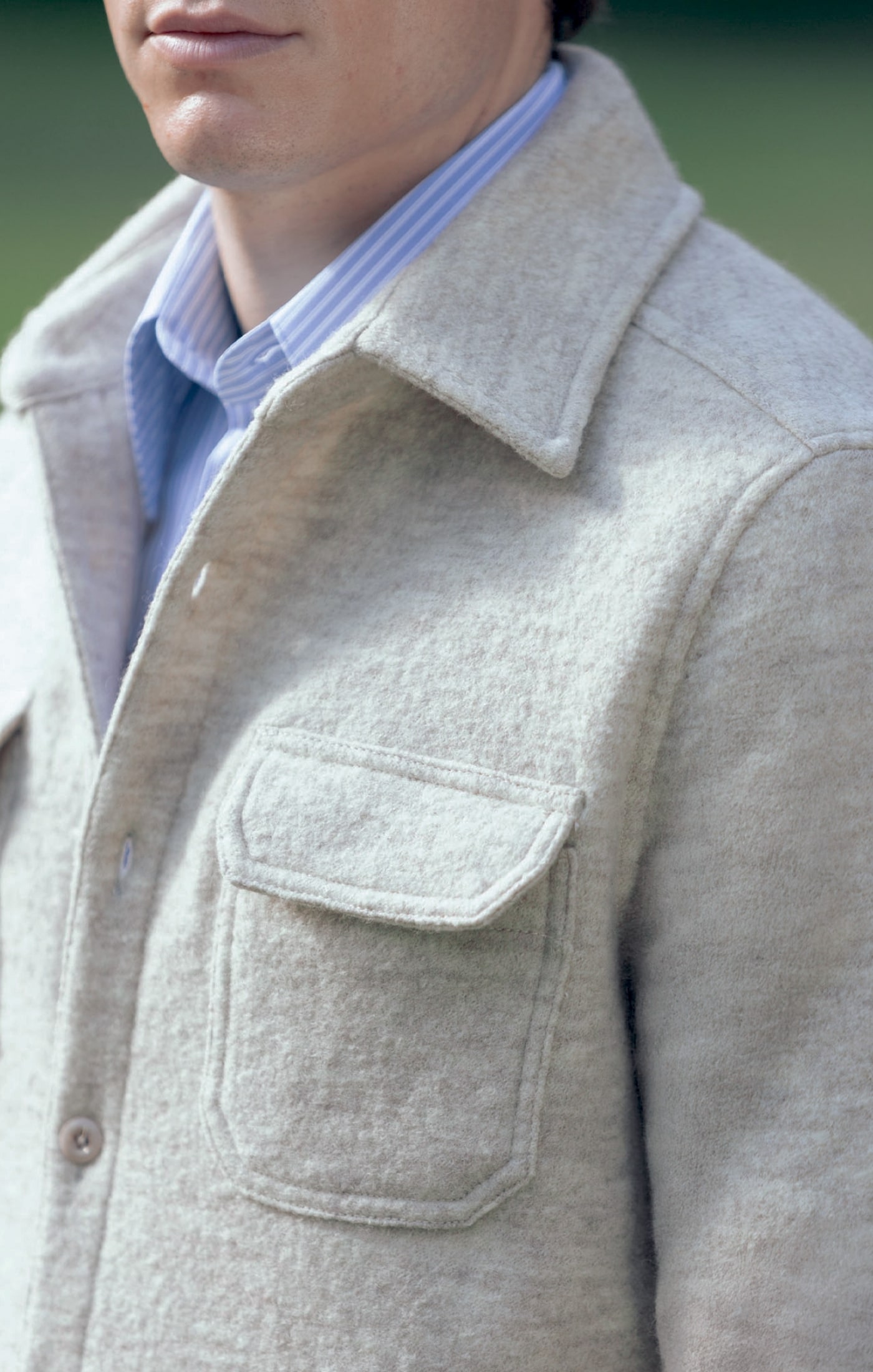 Ecru boiled wool overshirt - The Nines